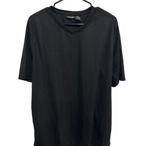 Montage V-Neck Short Sleeve T-Shirt Black Sz Large Polyester Basic Casual Wear